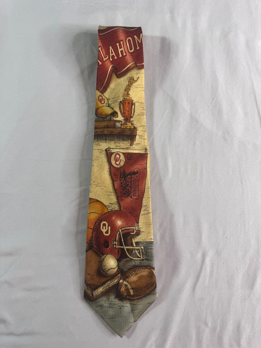 Oklahoma Sooners OU Eagles Wings Silk Tie Football NCAA Vintage Style Necktie - Picture 1 of 9